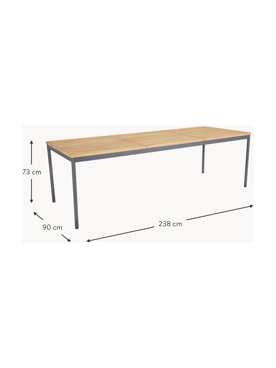 Gartentisch Nox, Tischplatte: Teakholz, geölt, Gestell: Aluminium, beschichtet, Anthrazit, B 238 x T 90 cm
