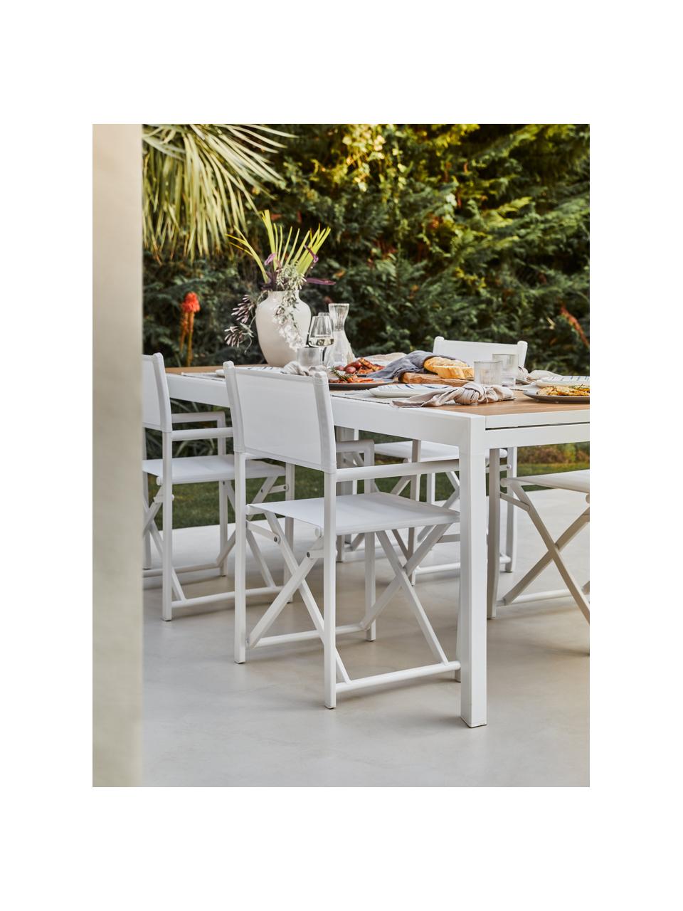 Sedia da giardino pieghevole Taylor, Seduta: plastica (610 g/m²), Struttura: alluminio verniciato a po, Bianco, Larg. 48 x Prof. 56 cm