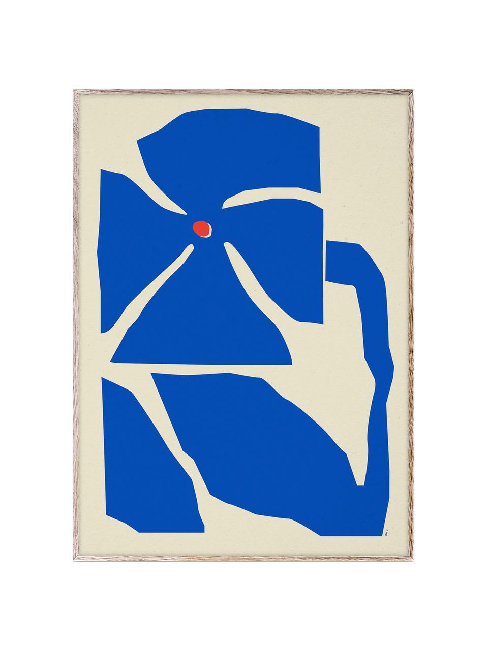 Poster Flores Nocturnas 02, Cartoncino opaco da 210 g firmato Hahnemühle, stampa digitale con 10 colori resistenti ai raggi UV, Beige, blu, Larg. 30 x Alt. 40 cm