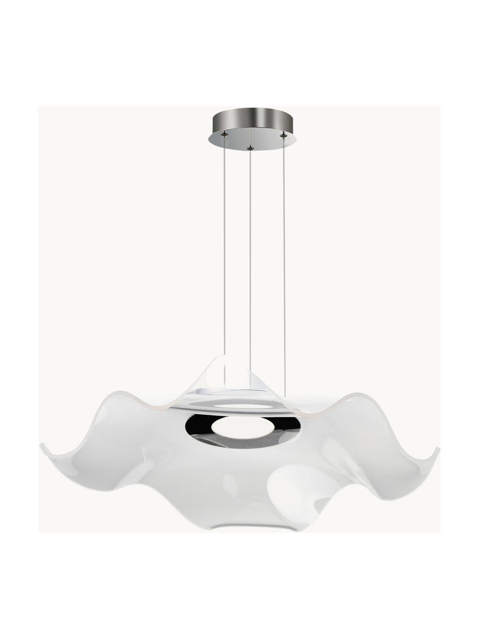 LED hanglamp Velo, Lampenkap: acrylglas, Transparant, zilverkleurig, Ø 50 x H 50 cm