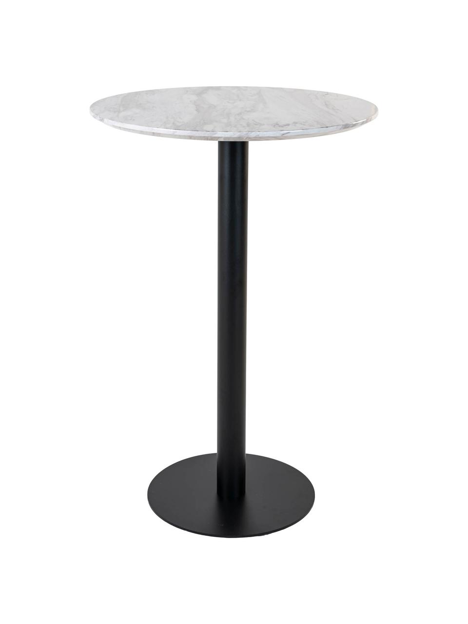 Kulatý jídelní stůl v mramorovém vzhledu Bolzano, Bílá, mramorovaná, černá, Ø 70 cm, V 105 cm