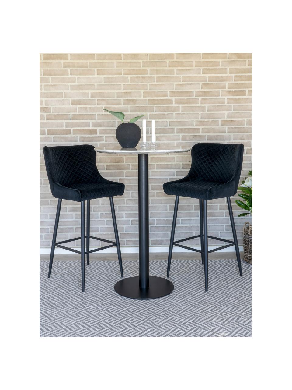 Kulatý jídelní stůl v mramorovém vzhledu Bolzano, Bílá, mramorovaná, černá, Ø 70 cm, V 105 cm