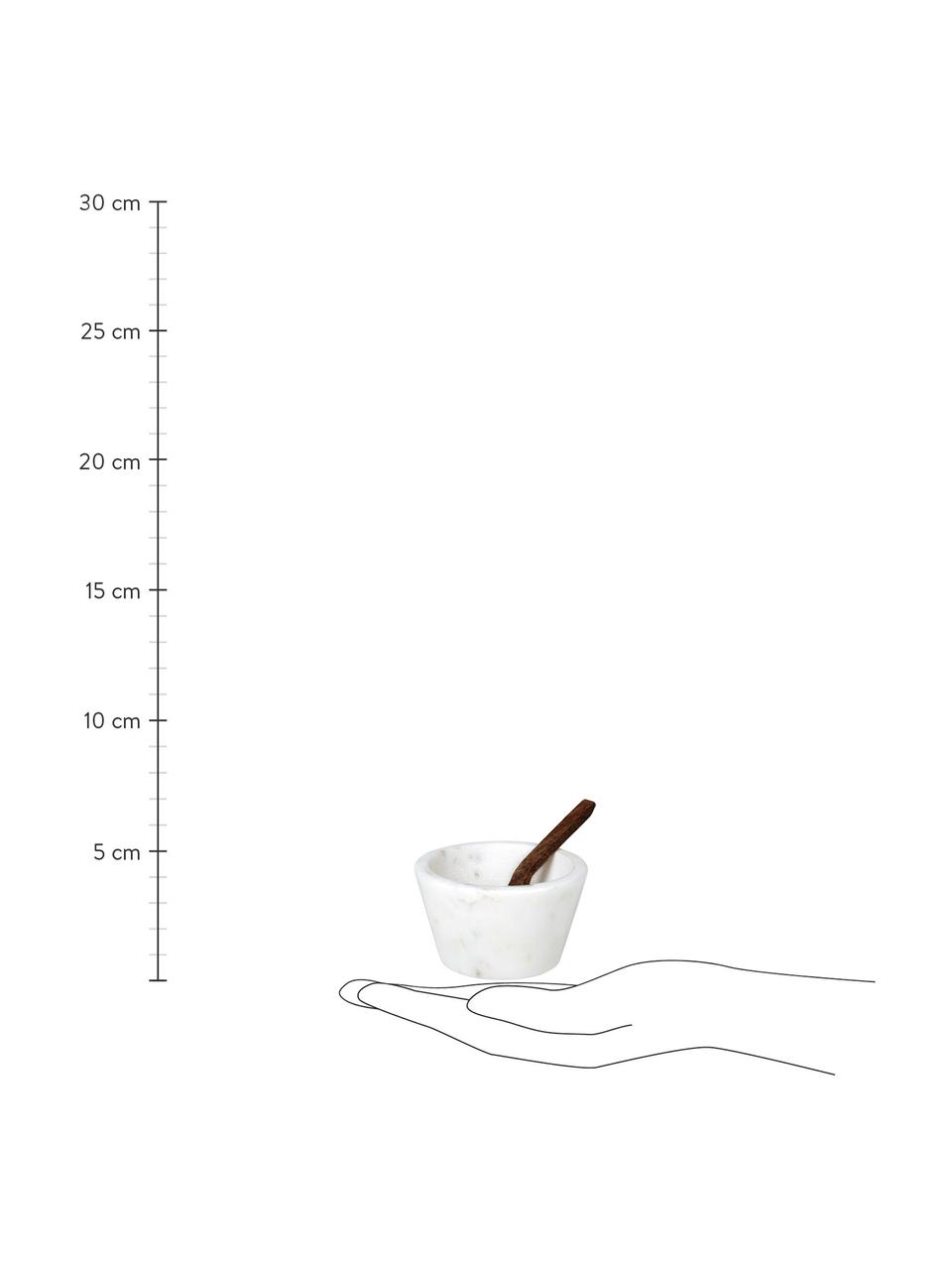Miska z marmuru do soli Marble, Biały marmurowy, drewno sheesham, Ø 7 x W 4 cm