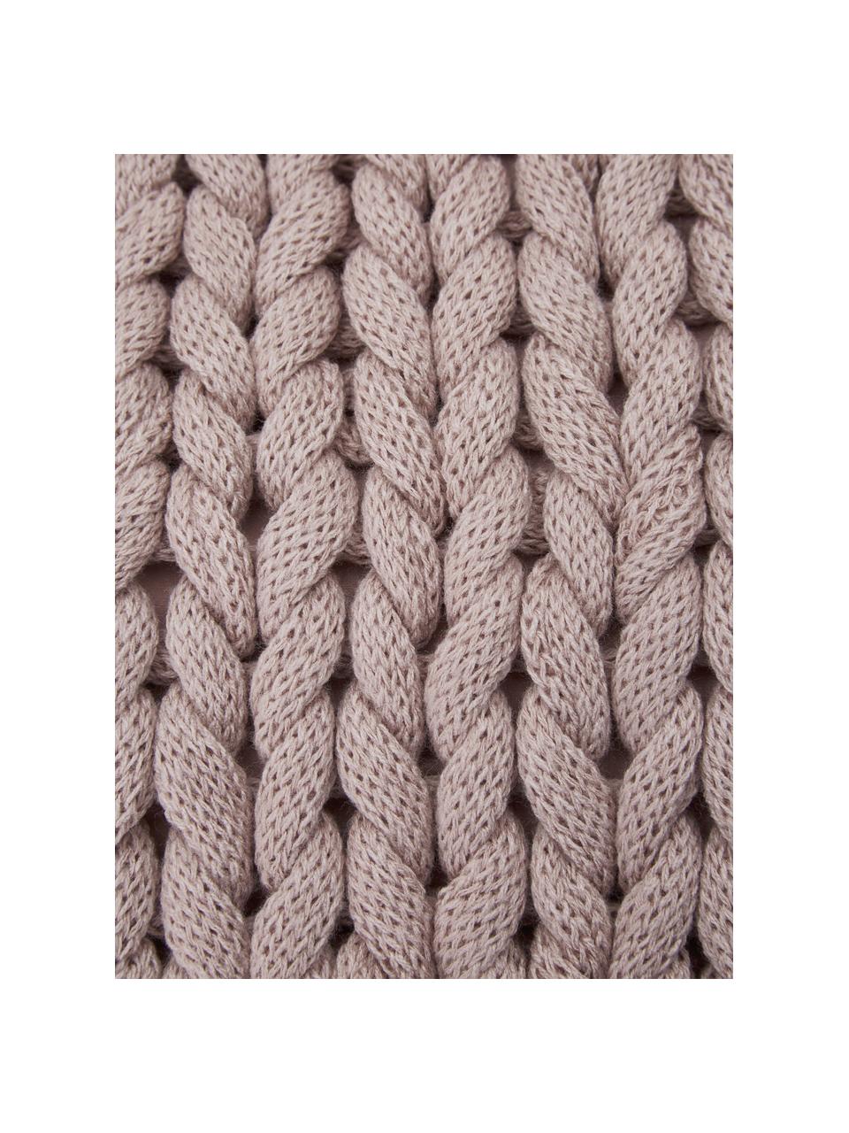 Housse de coussin grosse maille Chunky Adyna, 100 % polyacrylique, Vieux rose, larg. 45 x long. 45 cm