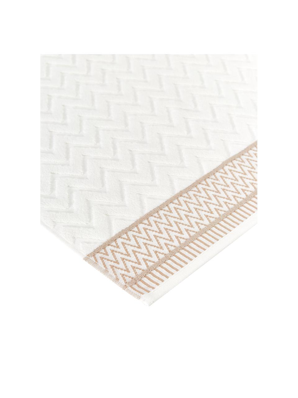 Asciugamano in cotone con motivo a rilievo Karma, 100% cotone
Qualità pesante, 600 g/m2, Bianco, beige, Telo bagno