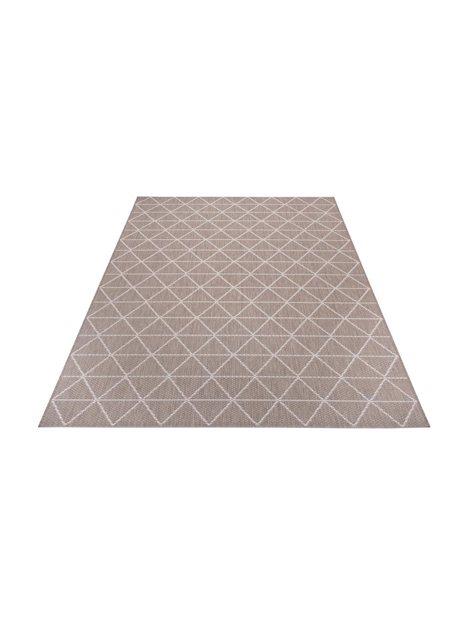 In- & outdoor vloerkleed met patroon Triangle in beige/wit, 100% polypropyleen, Lichtbruin, crèmewit, B 200 x L 290 cm (maat L)