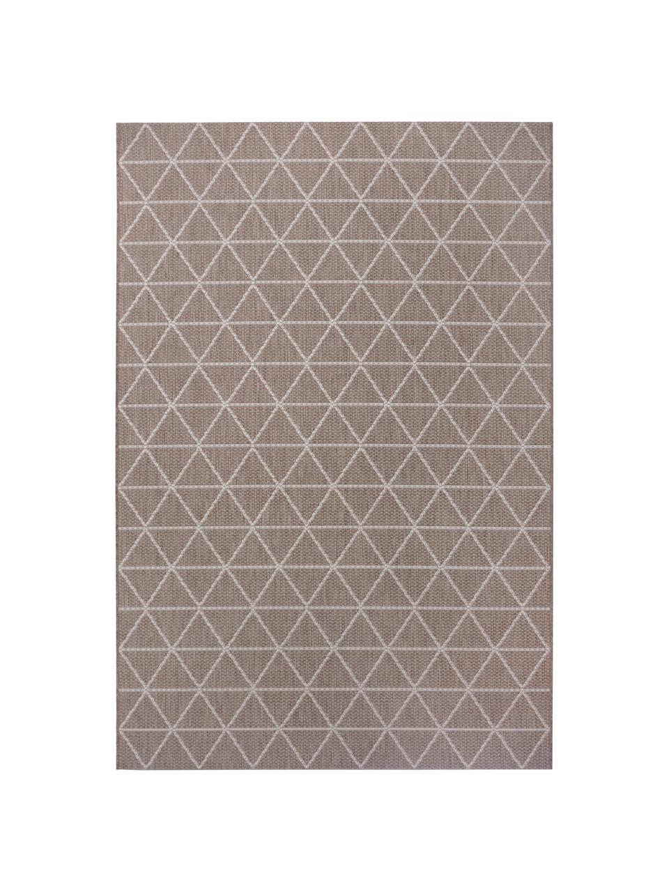 Gemusterter In- & Outdoor-Teppich Triangle in Beige/Weiß, 100% Polypropylen, Hellbraun, Cremeweiß, B 200 x L 290 cm (Größe L)