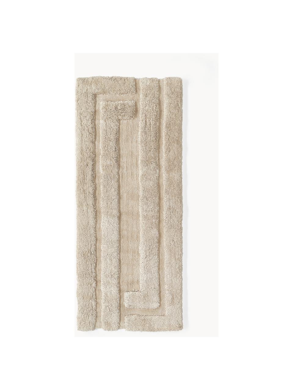 Tapis d'entrée moelleux à poils longs texturé Genève, Beige clair, larg. 80 x long. 200 cm
