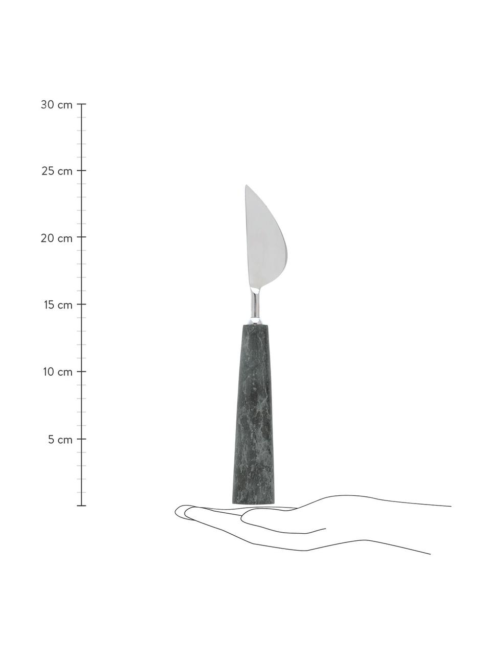 Grote marmeren kaasmessenset Bluma, 3-delig, Mes: staal, Groen, gemarmerd, zilverkleurig, L 24 cm