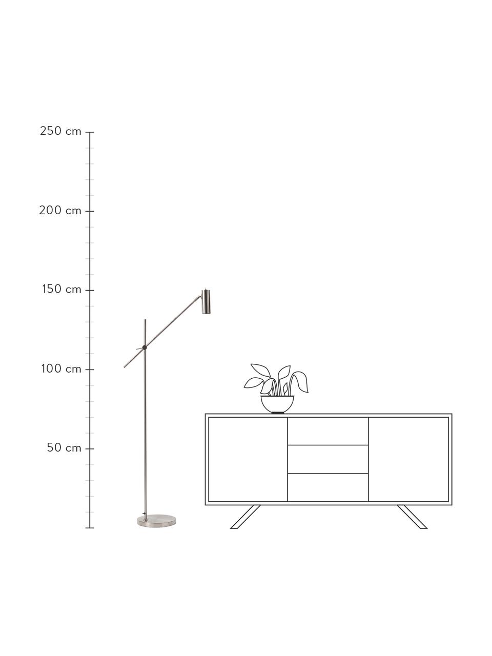 Lampa na čtení Cassandra, Matná stříbrná, Š 75 cm, V 152 cm