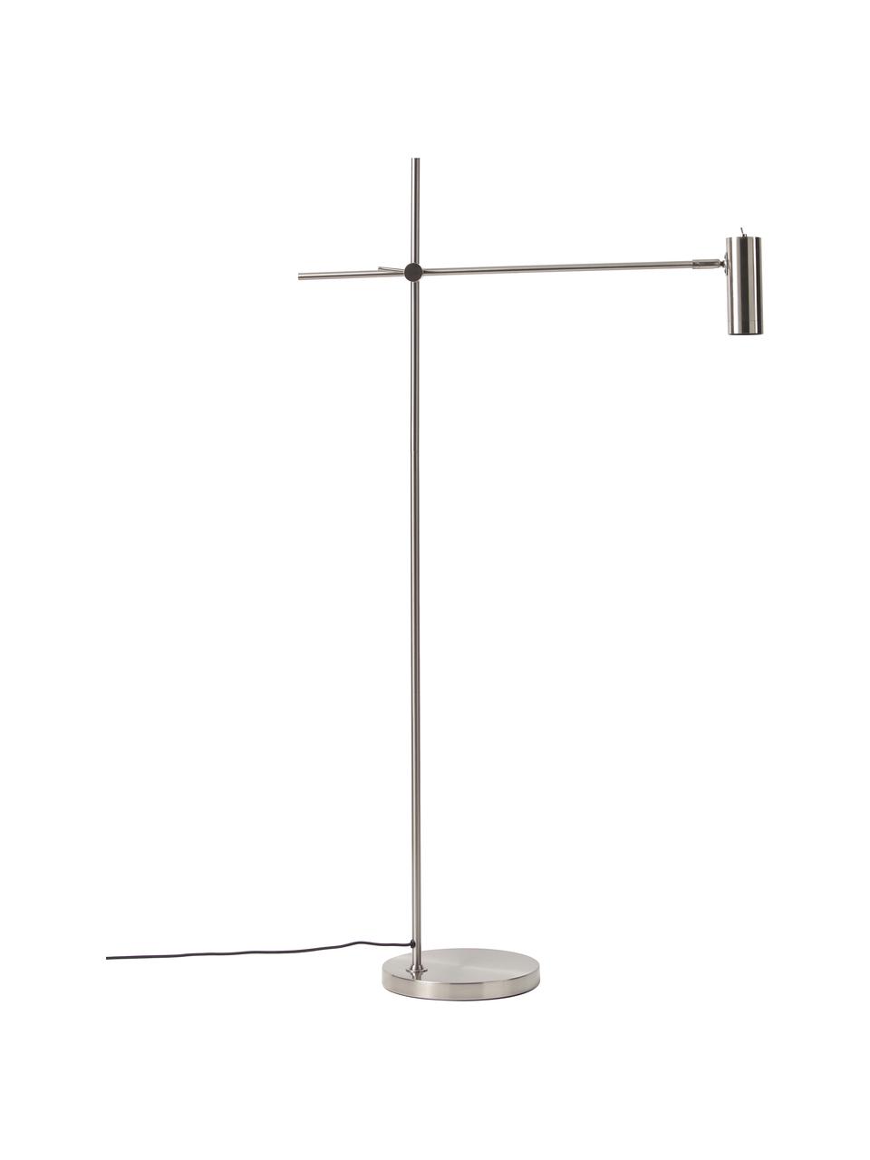Moderne leeslamp Cassandra in zilverkleur, Lampenkap: gegalvaniseerd metaal, Lampvoet: gegalvaniseerd metaal, Geborsteld zilverkleurig, B 75 cm x H 152 cm