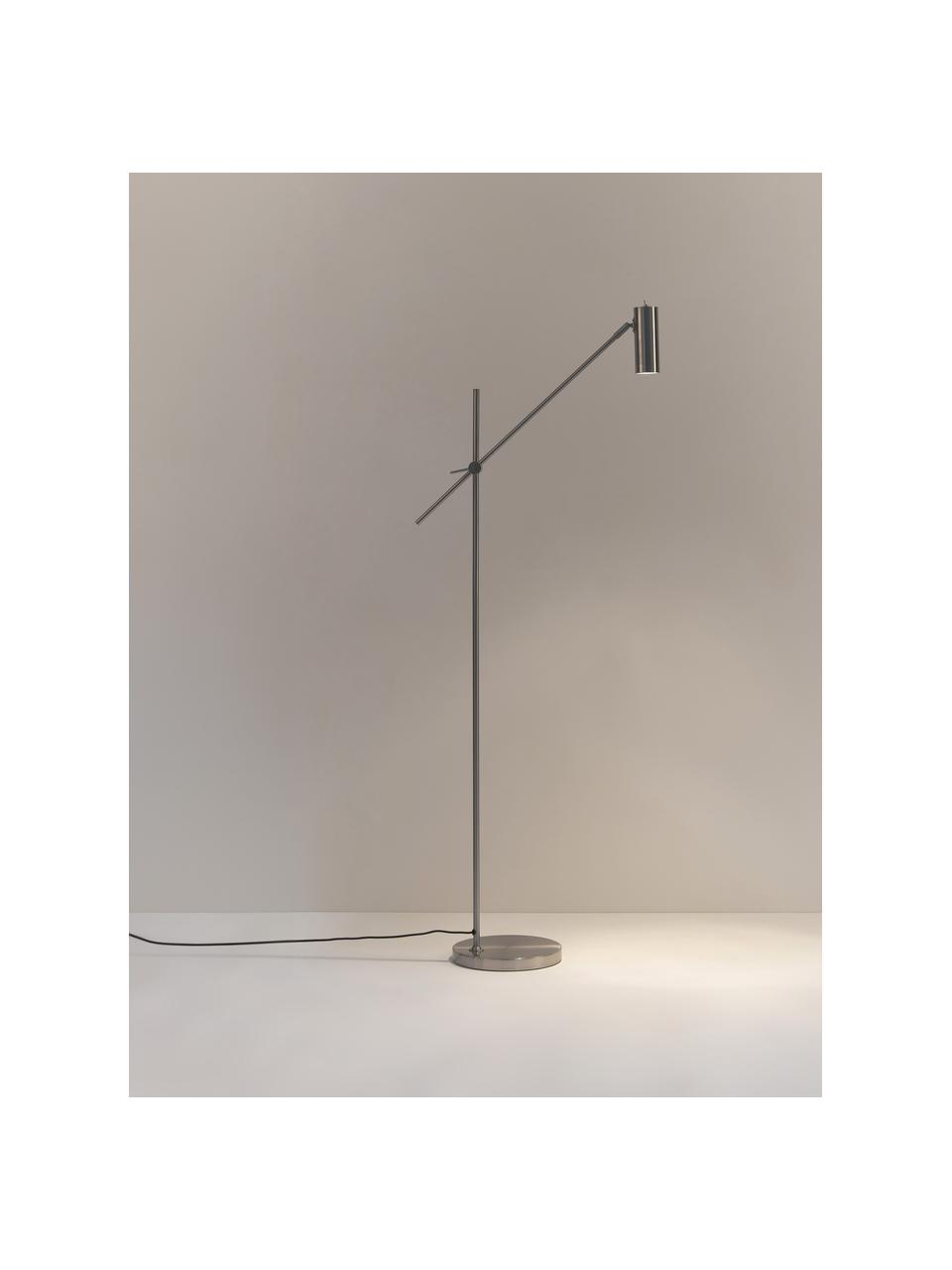 Lámpara de lectura Cassandra, Pantalla: metal galvanizado, Cable: cubierto en tela, Plateado, Al 152 cm