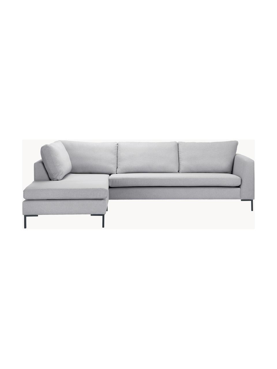 Sofa narożna Luna, Tapicerka: 100% poliester z certyfik, Stelaż: lite drewno bukowe, sklej, Nogi: metal galwanizowany, Szara tkanina, S 280 x G 184 cm, lewostronna