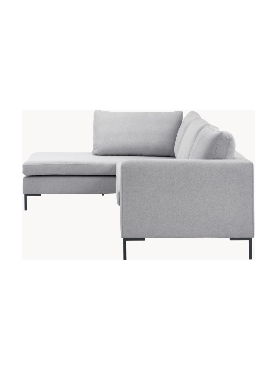 Divano angolare Luna, Rivestimento: 100% poliestere Il rivest, Struttura: legno massiccio di faggio, Piedini: metallo zincato Il materi, Tessuto grigio, Larg. 280 x Prof. 184 cm, chaise-longue a sinistra