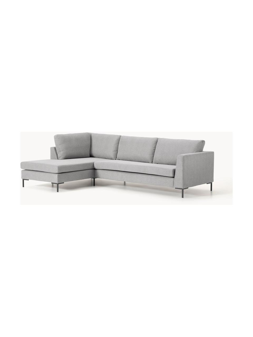 Ecksofa Luna, Bezug: 100 % Polyester Der strap, Gestell: Massives Buchenholz, Schi, Füße: Metall, galvanisiert Das , Webstoff Grau, B 280 x T 184 cm, Eckteil links