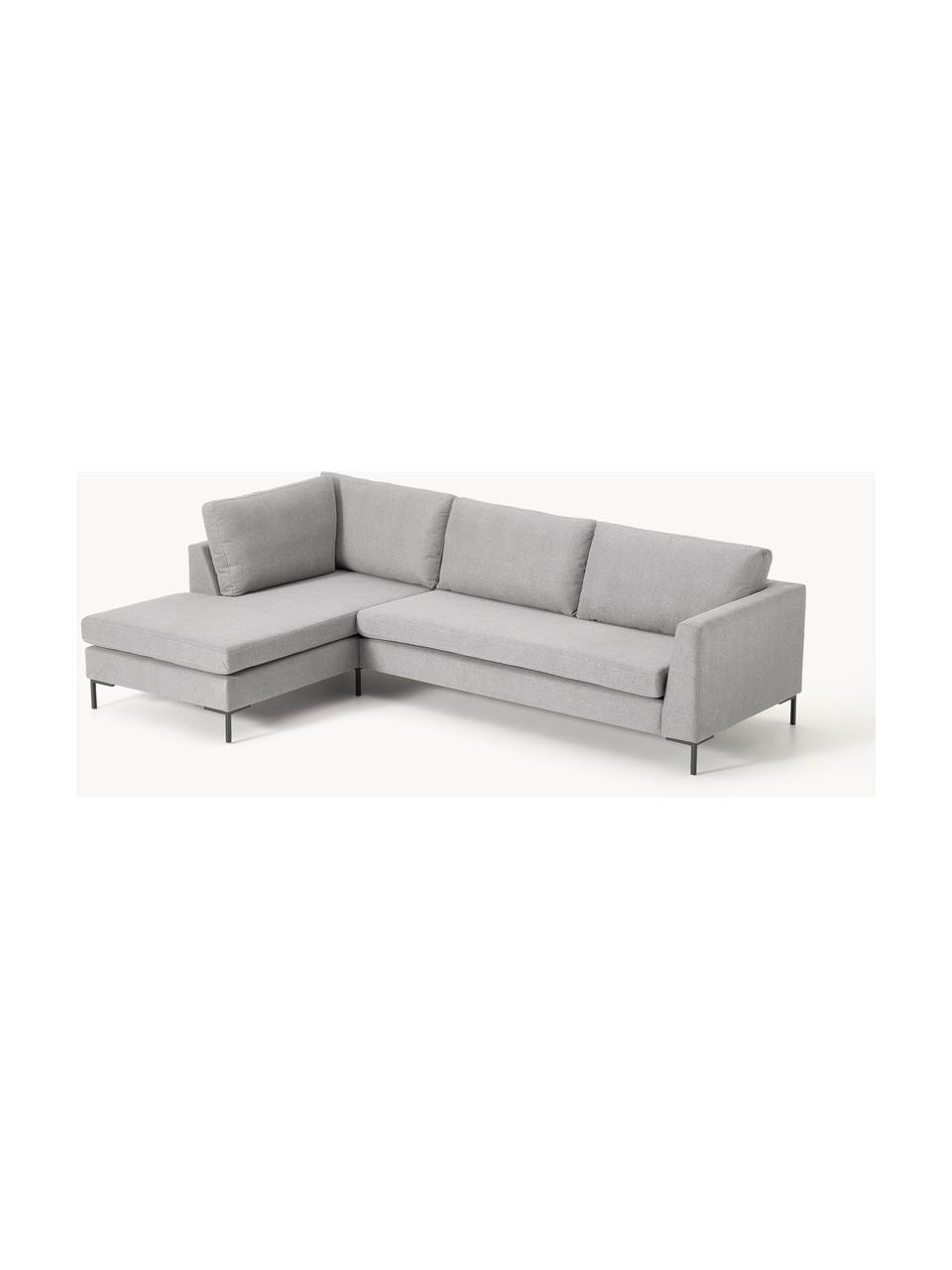 Ecksofa Luna, Bezug: 100 % Polyester Der strap, Gestell: Massives Buchenholz, Schi, Füße: Metall, galvanisiert Das , Webstoff Grau, B 280 x T 184 cm, Eckteil links