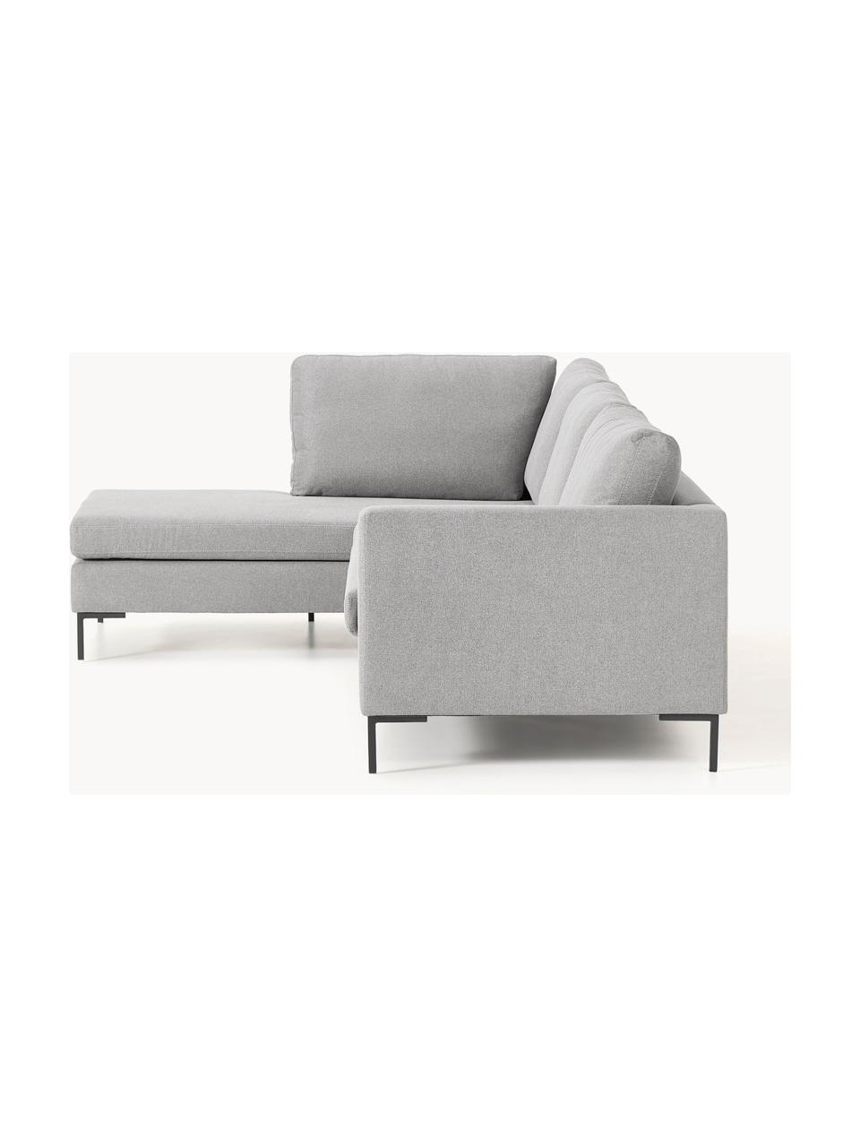 Ecksofa Luna, Bezug: 100 % Polyester Der strap, Gestell: Massives Buchenholz, Schi, Füße: Metall, galvanisiert Das , Webstoff Grau, B 280 x T 184 cm, Eckteil links