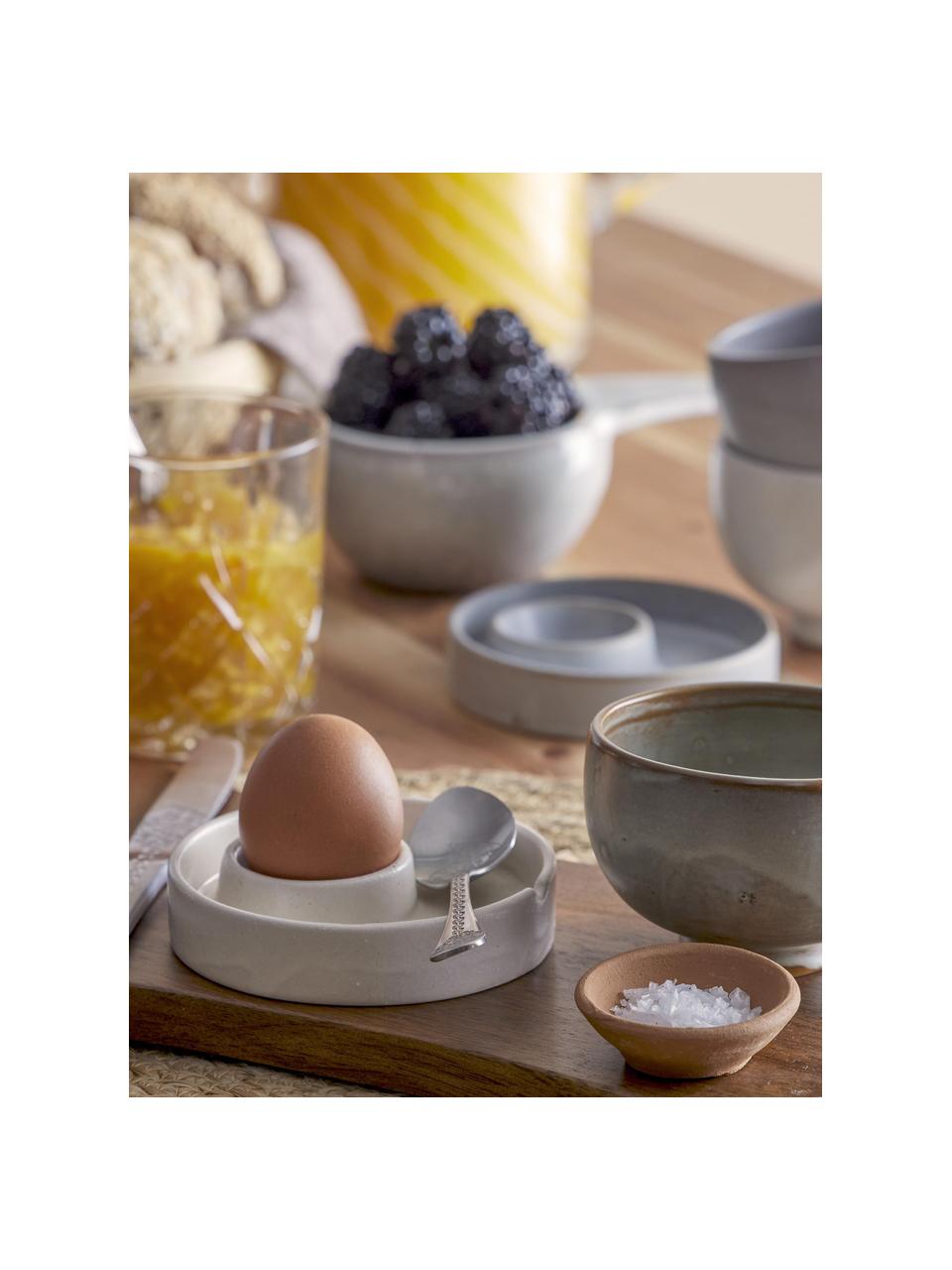 Sada ručně vyrobených stojanů na vajíčka Lila, 2 díly, Kamenina, Odstíny šedé, Ø 11 cm, V 3 cm