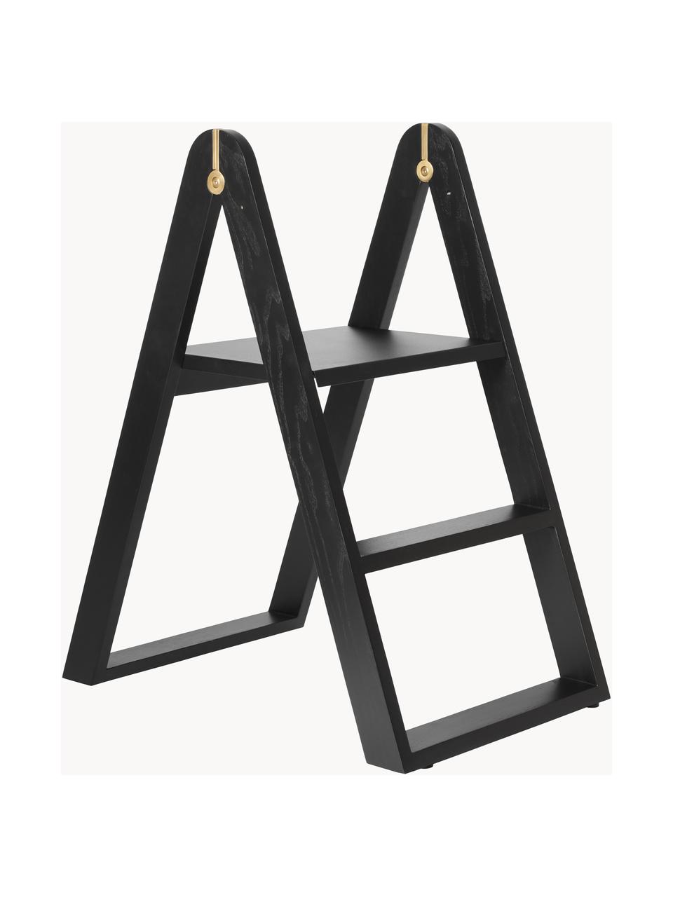 Escalera de madera de roble Reech, Estructura: madera de roble pintada, Negro, An 40 x Al 72 cm