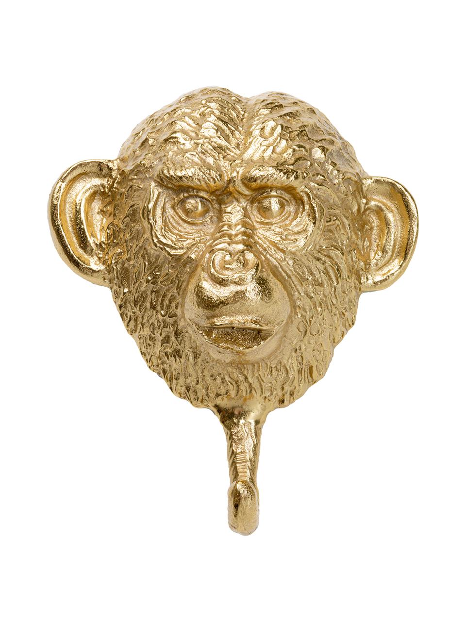 Ręcznie wykonany wieszak ścienny Monkey, Aluminium, mosiądz, Mosiądz, S 21 x W 26 cm