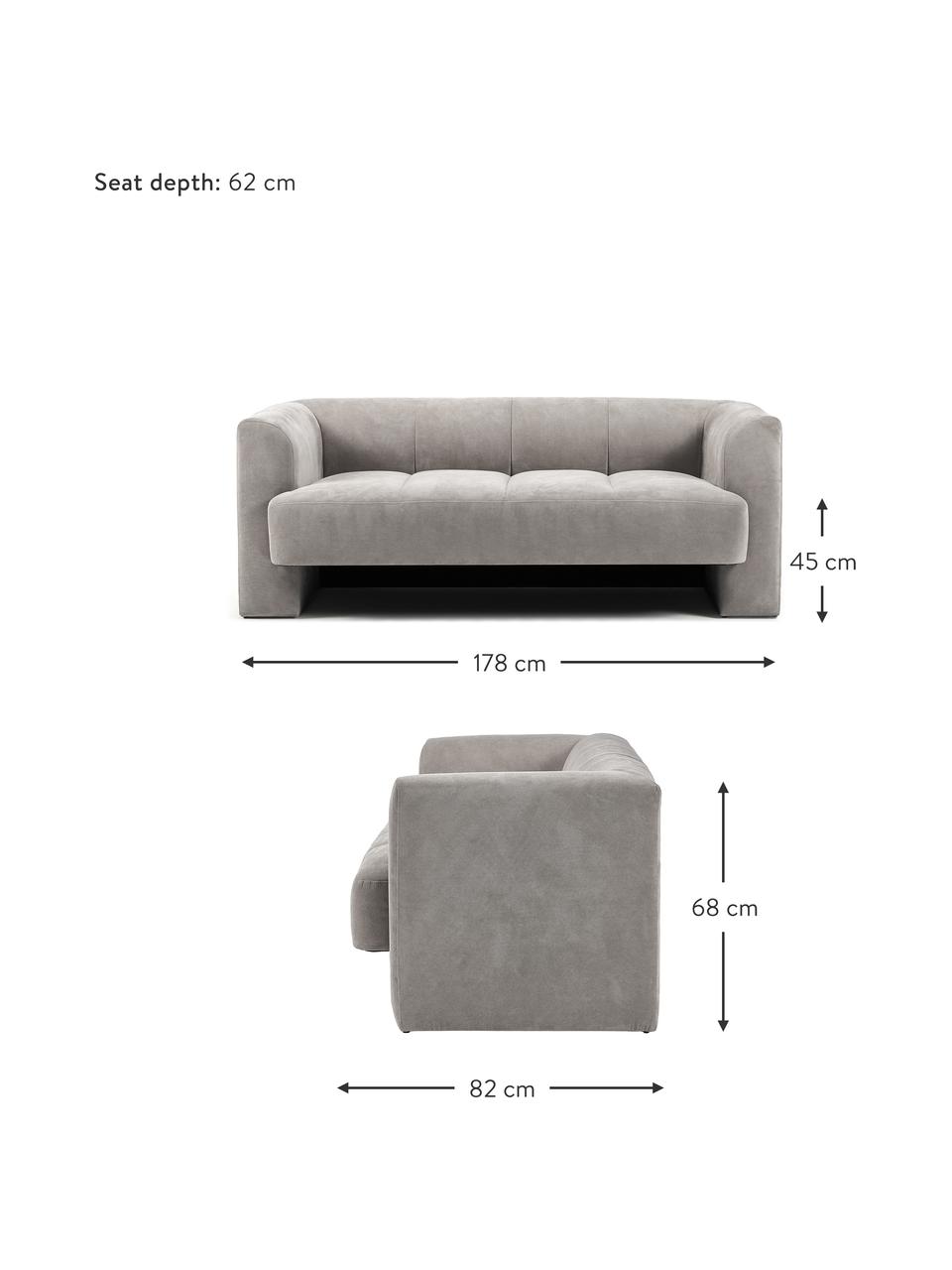 Sofa Bobi (2-osobowa), Tapicerka: 88% poliester, 12% nylon , Stelaż: lite drewno sosnowe, Ciemnoszara tkanina, S 178 x G 82 cm