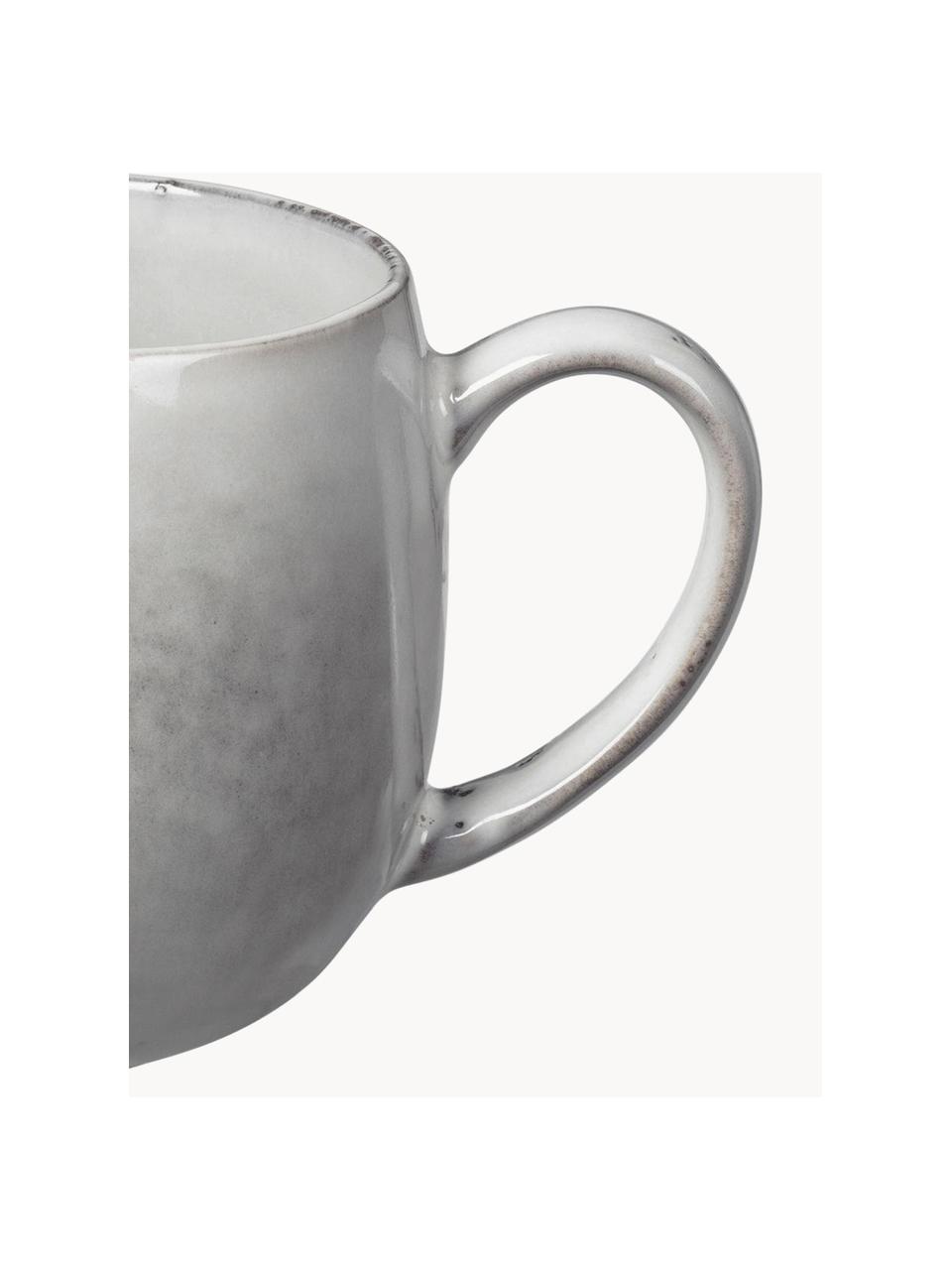 Ručně vyrobené XL šálky na čaj Nordic Sand, 2 ks, Kamenina, Světle šedá, tečky, Ø 9 x V 10 cm, 450 ml