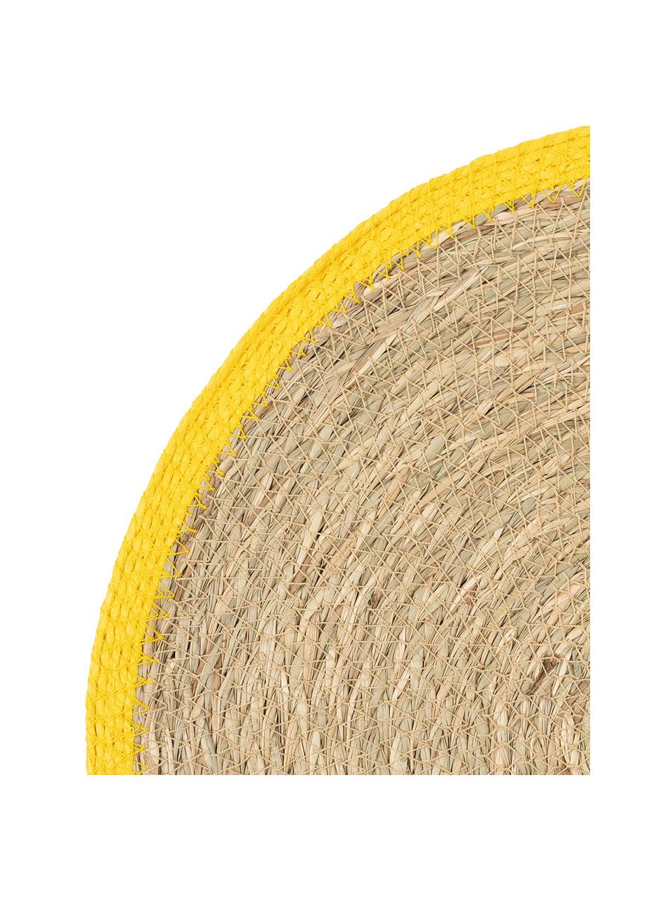 Okrągła podkładka z trawy morskiej Boho, 2 szt., Trawa morska, Beżowy, żółty, Ø 35 cm