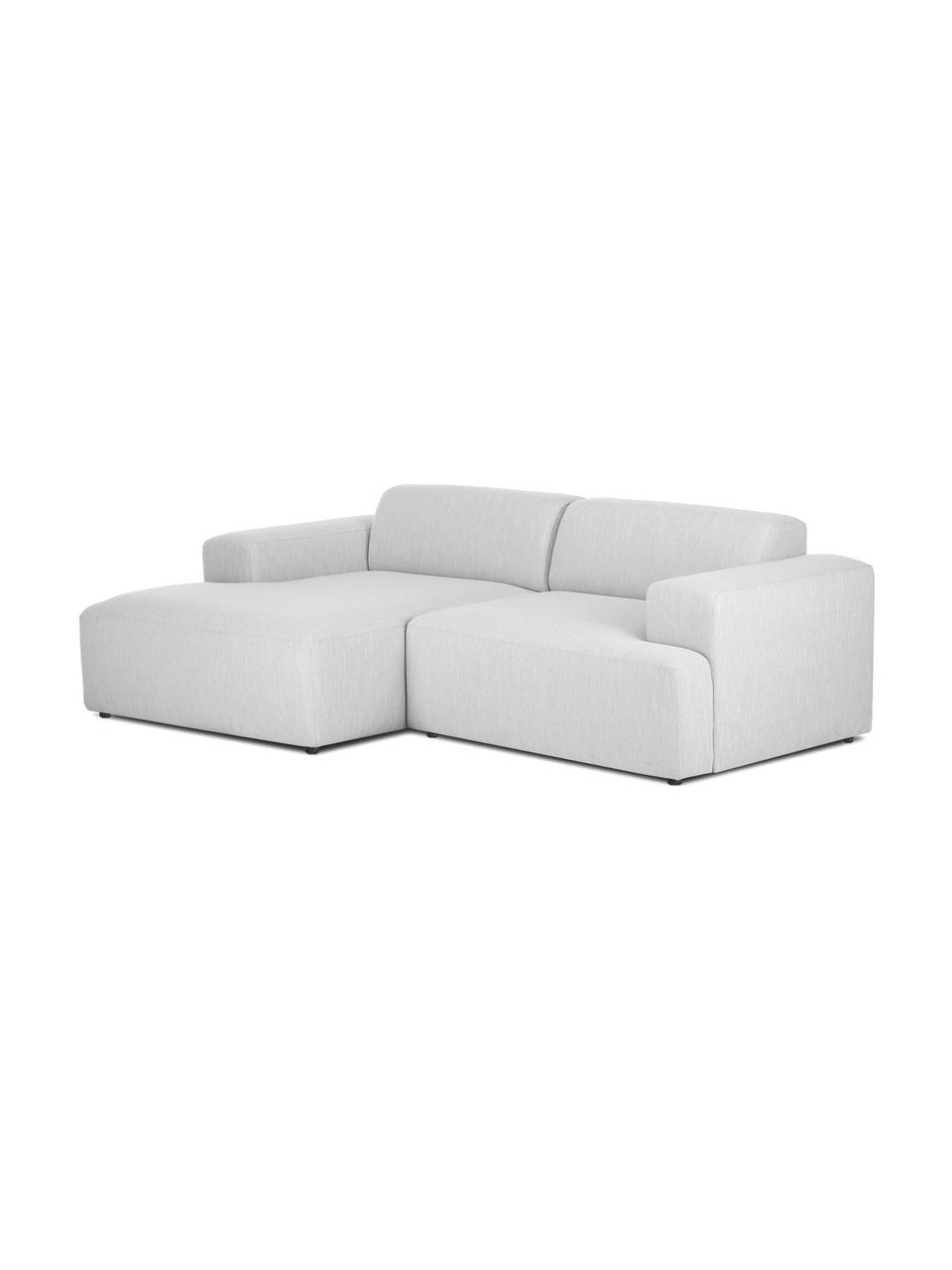 Canapé d'angle 3 places Melva, Tissu gris clair, larg. 239 x prof. 143 cm, méridienne à gauche