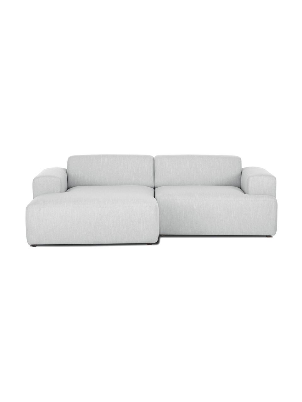 Sofa narożna Melva (3-osobowa), Tapicerka: 100% poliester Dzięki tka, Stelaż: lite drewno sosnowe z cer, Nogi: tworzywo sztuczne, Jasnoszara tkanina, S 239 x G 143 cm, lewostronna