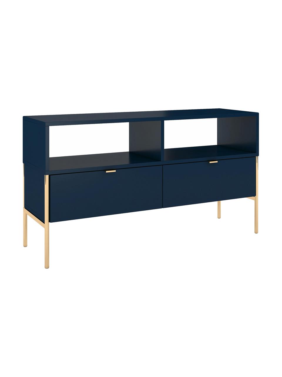 Donkerblauw TV-meubel Polka met laden, Frame: gelamineerd vezelplaat me, Donkerblauw, 120 x 65 cm