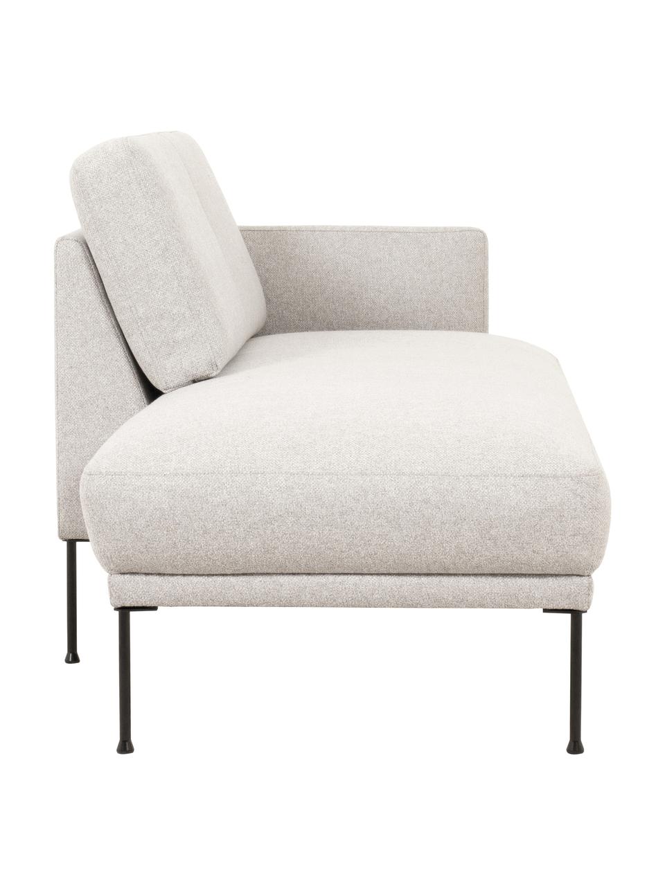 Chaise longue con piedini in metallo Fluente, Rivestimento: 80% poliestere, 20% ramiè, Struttura: legno di pino massiccio, Piedini: metallo verniciato a polv, Tessuto beige, Larg. 202 x Prof. 85 cm, schienale a sinistra