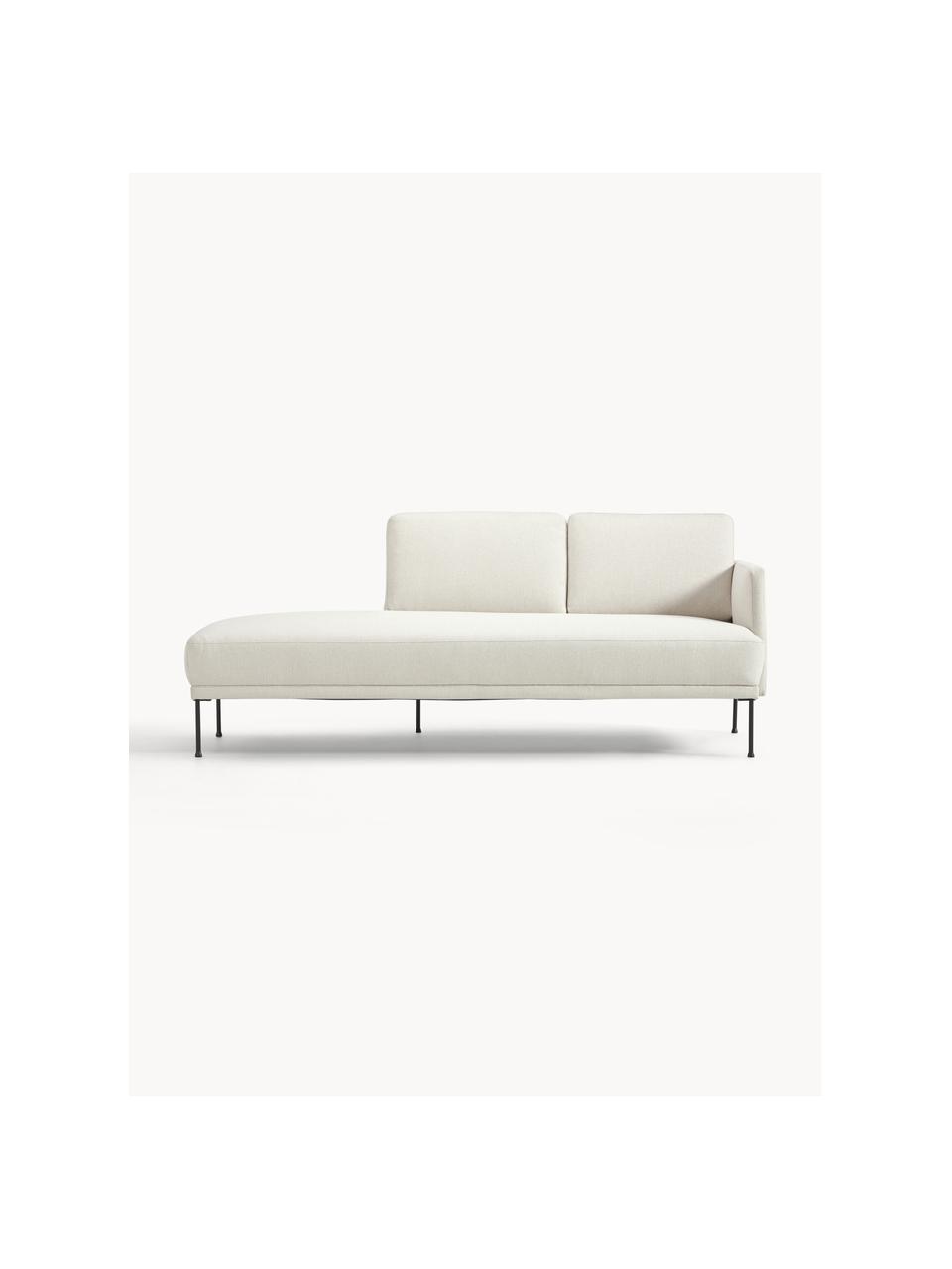 Chaise longue Fluente, Bekleding: 80% polyester, 20% ramie , Frame: massief grenenhout, FSC-g, Poten: gepoedercoat metaal, Geweven stof lichtbeige, B 202 x D 85 cm, rugleuning links