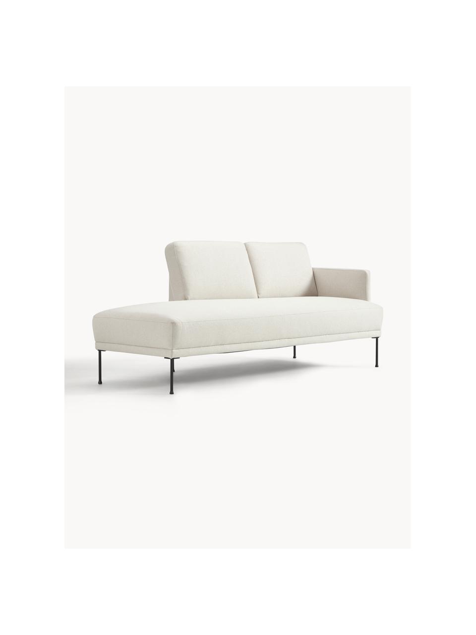 Chaise longue Fluente, Bekleding: 80% polyester, 20% ramie , Frame: massief grenenhout, FSC-g, Poten: gepoedercoat metaal, Geweven stof lichtbeige, B 202 x D 85 cm, rugleuning links