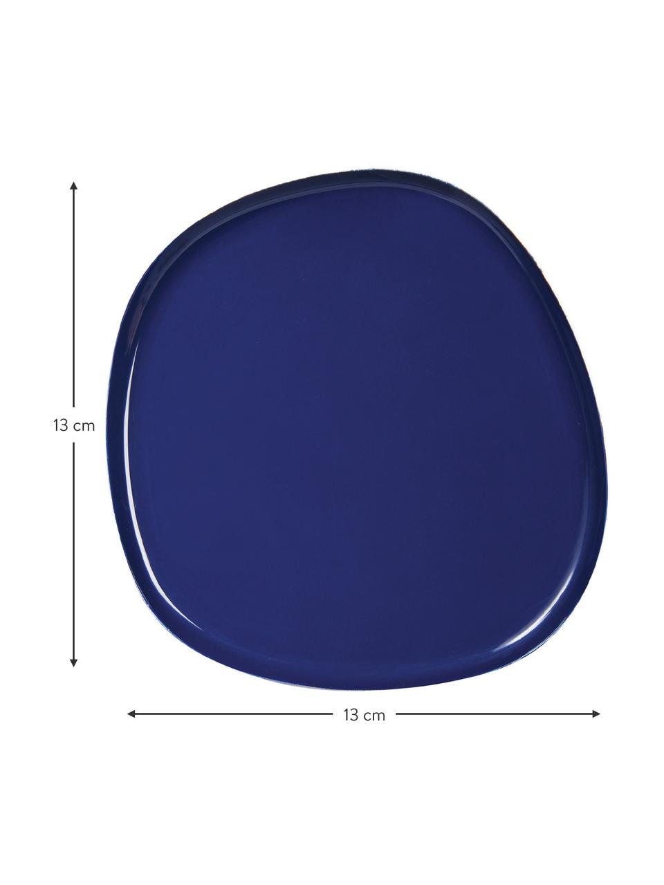 Kleines Deko-Tablett Imperfect aus Metall, Metall, beschichtet, Dunkelblau, B 13 x T 13 cm
