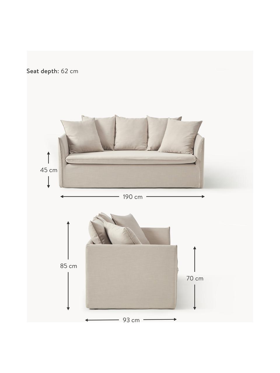 Sofa Mila (2-osobowa), Tapicerka: 100% poliester Dzięki tka, Stelaż: drewno sosnowe, płyta pil, Jasnoszara tkanina, S 190 x G 85 cm