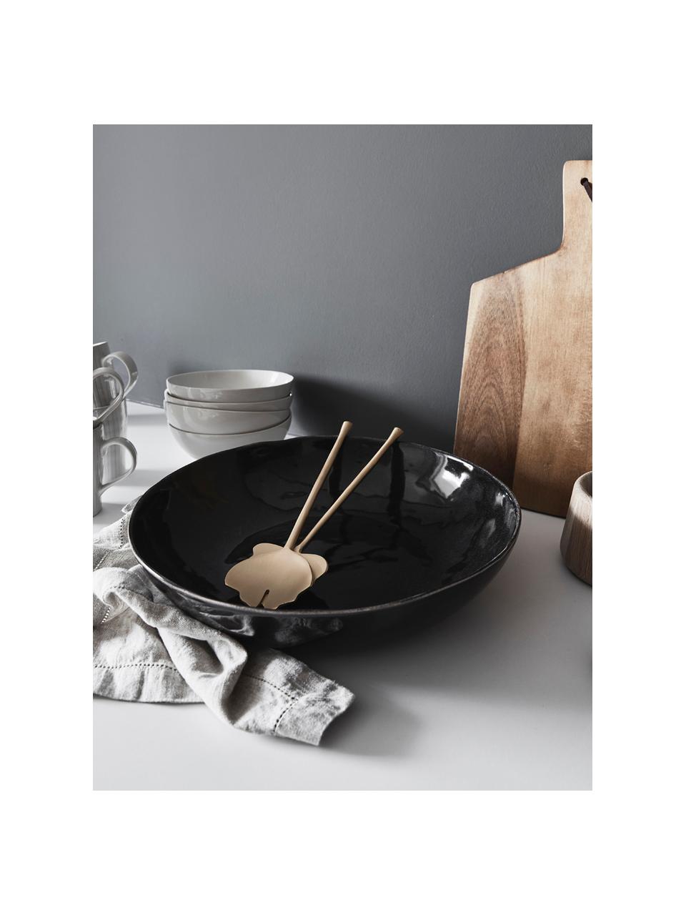 Handgemachte Servierschale Nordic Coal Ø 34 cm, Steingut, Schwarz, Ø 34 x H 8 cm