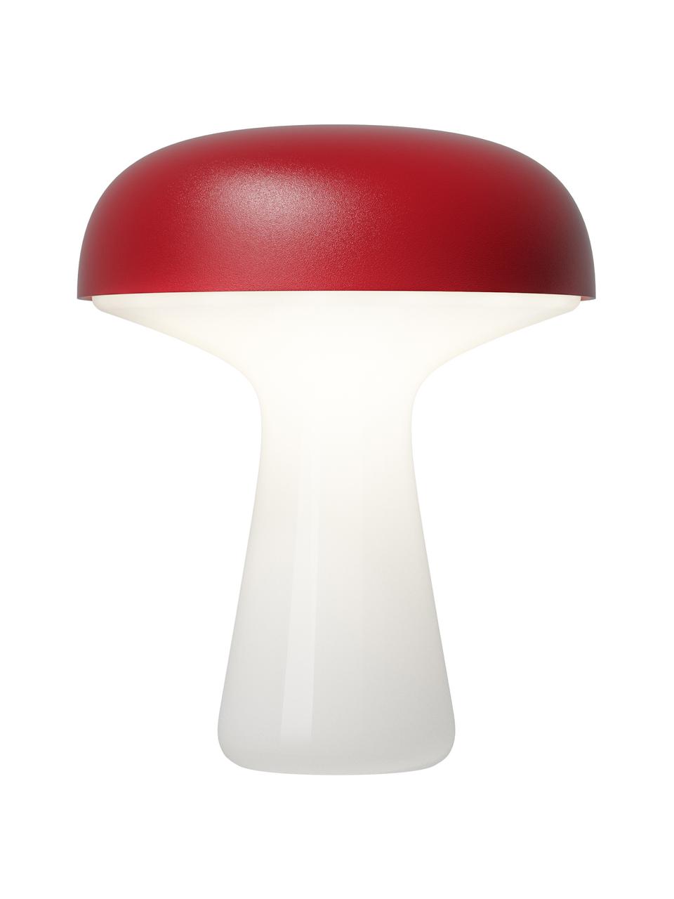 Lámpara pequeña para exterior LED regualble My T, portátil, Estructura: vidrio, Pantalla: aluminio recubierto, Cable: plástico, Rojo, blanco, Ø 20 x Al 25 cm