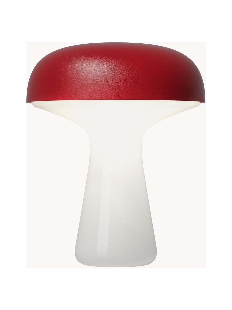 Kleine mobiele outdoor LED lamp My T, dimbaar, Frame: glas, Lampenkap: gecoat aluminium, Rood, wit, Ø 20 x H 25 cm