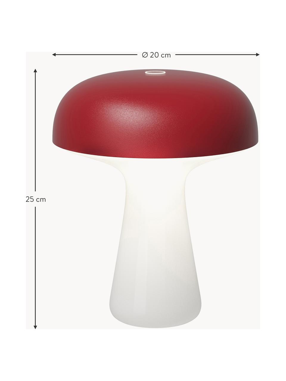 Kleine mobiele outdoor LED lamp My T, dimbaar, Frame: glas, Lampenkap: gecoat aluminium, Rood, wit, Ø 20 x H 25 cm