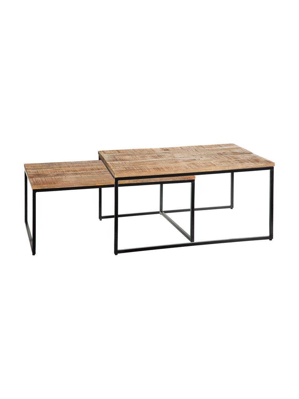 Table basse industrielle bois vieilli Kentin, 2 élém., Brun