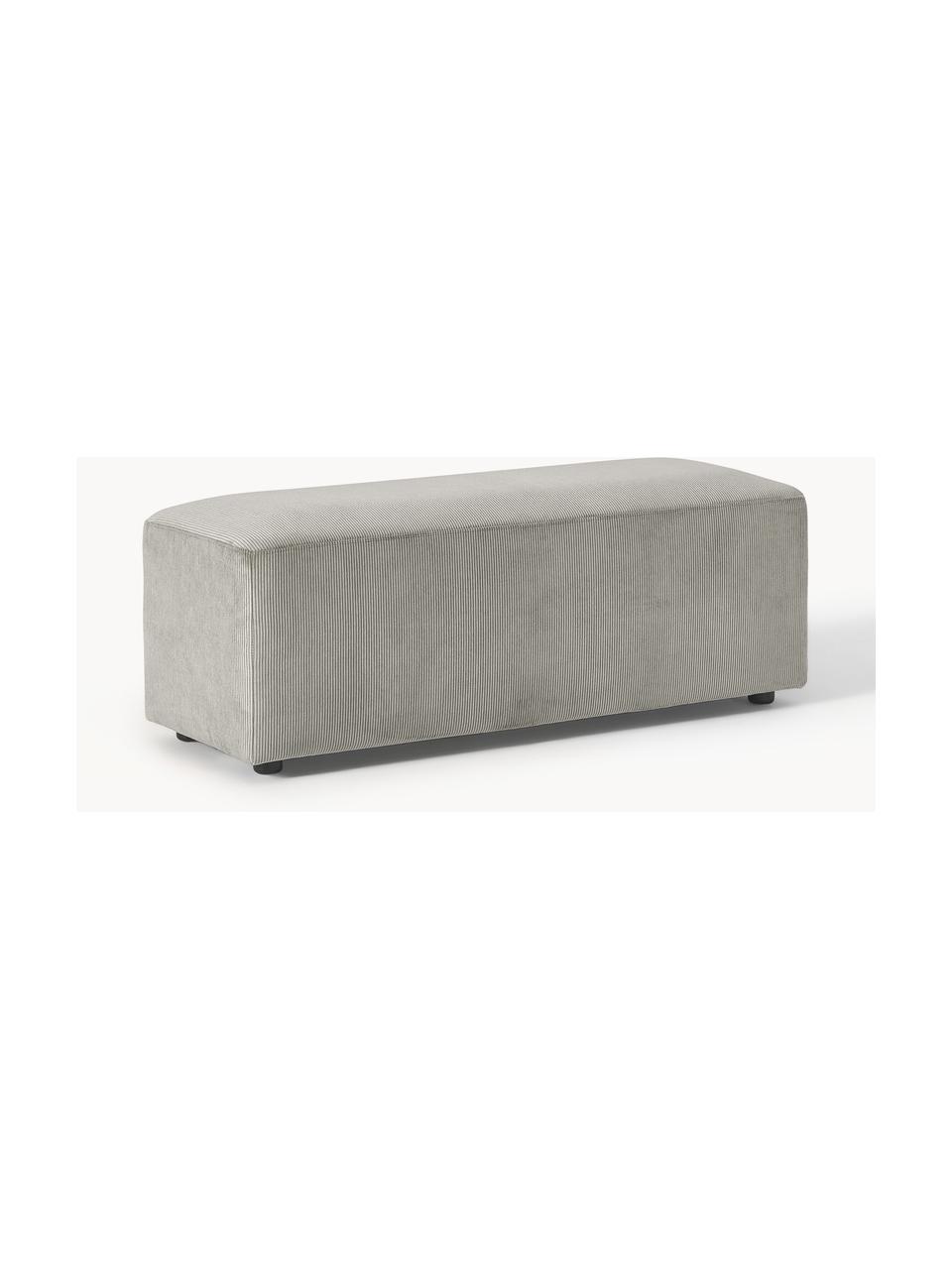 Puf reposapiés de pana grande Melva, Tapizado: pana (92% poliéster, 8% p, Estructura: madera de pino y abeto ma, Patas: plástico., Pana gris, An 116 x F 42 cm