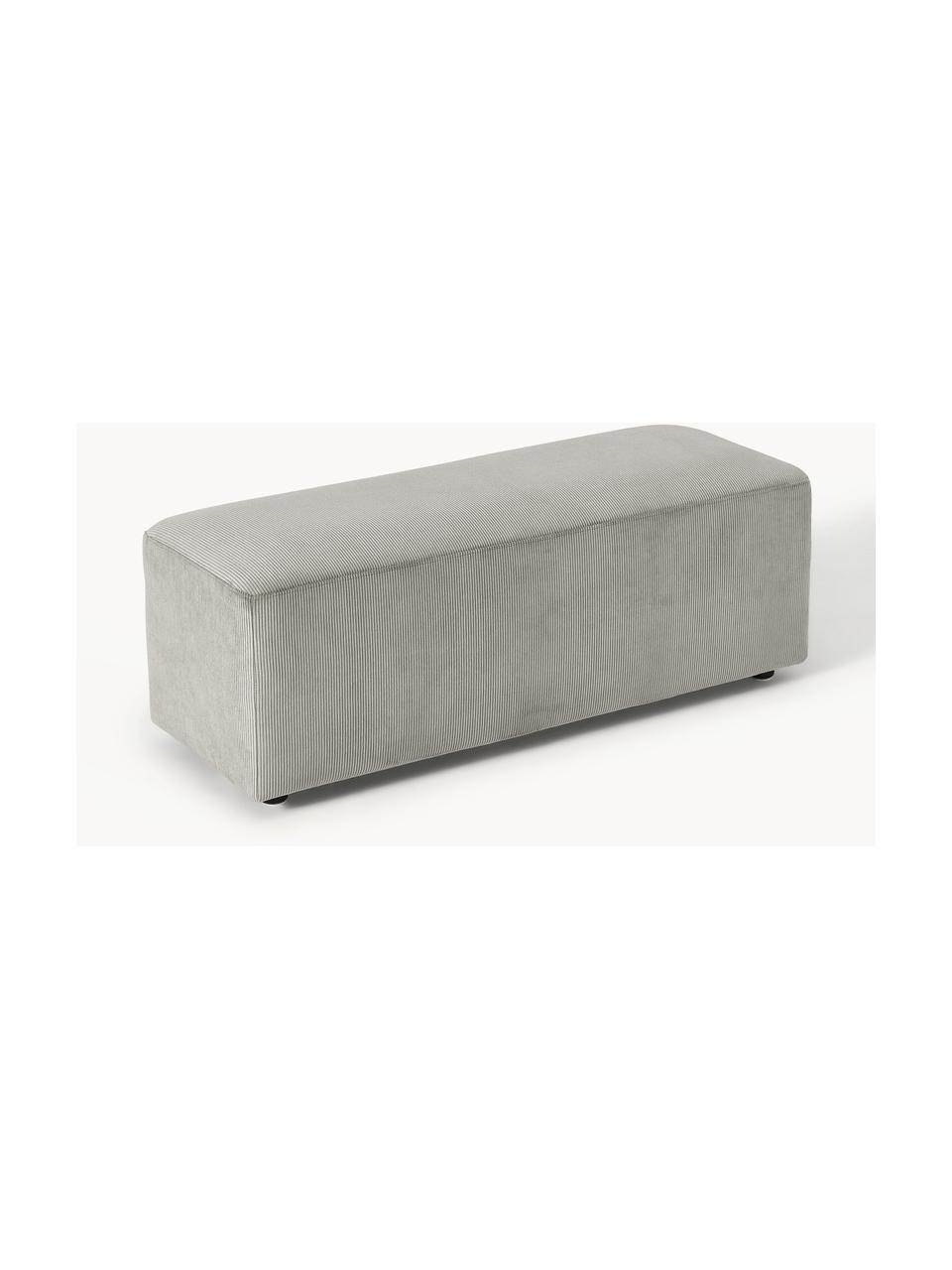Poggiapiedi XL da divano in velluto a coste Melva, Rivestimento: velluto a coste (92% poli, Struttura: legno massiccio di pino e, Piedini: plastica, Velluto a coste grigio, Larg. 116 x Prof. 42 cm