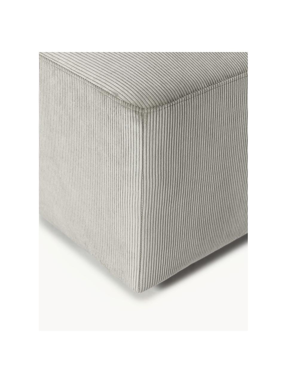 Puf reposapiés de pana grande Melva, Tapizado: pana (92% poliéster, 8% p, Estructura: madera de pino y abeto ma, Patas: plástico., Pana gris, An 116 x F 42 cm