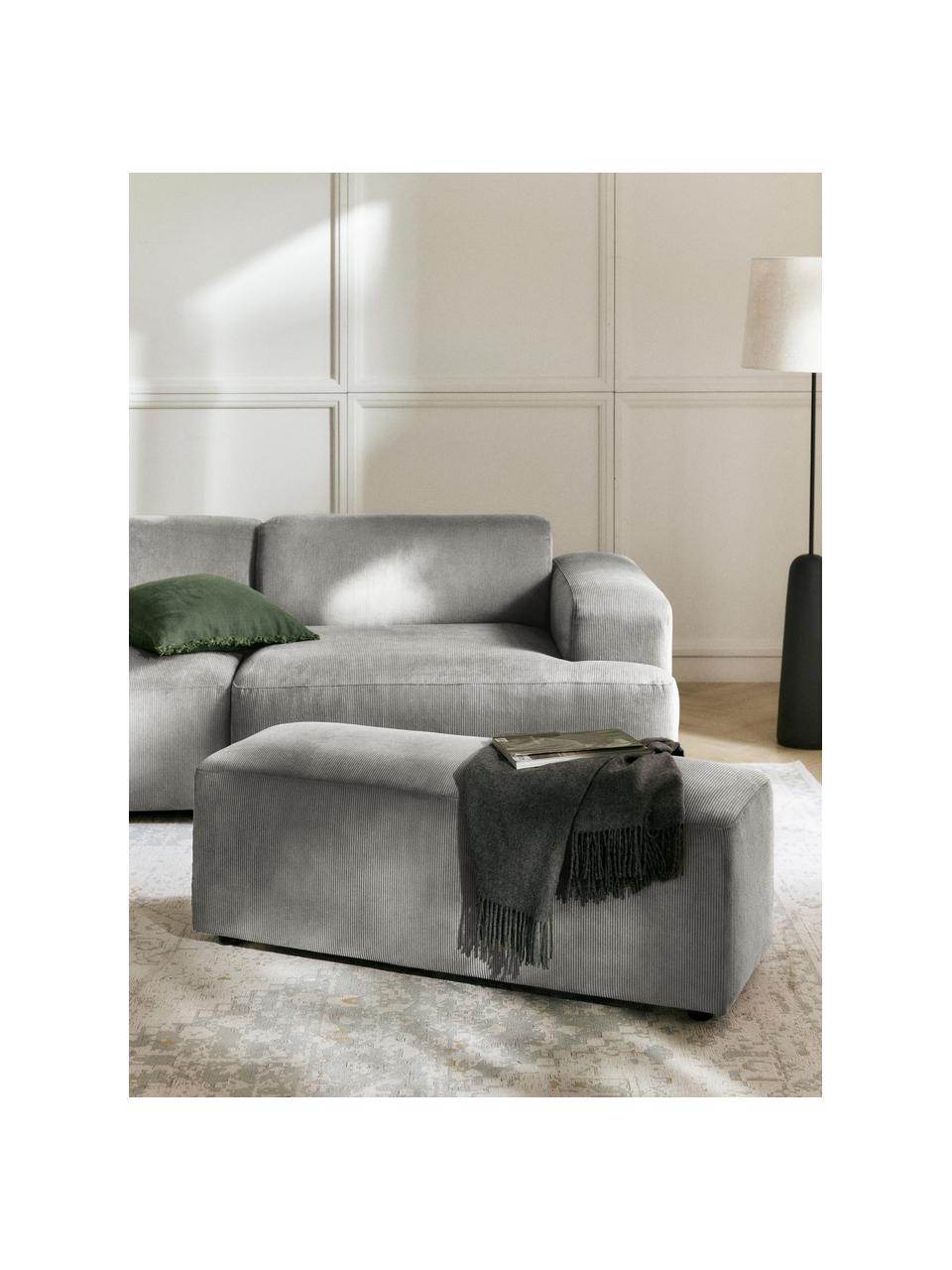 XL-Hocker Melva aus Cord, B 116 x T 42 cm, Bezug: Cord (92 % Polyester, 8 %, Gestell: Massives Kiefern- und Fic, Füße: Kunststoff Dieses Produkt, Cord Grau, B 116 x T 42 cm