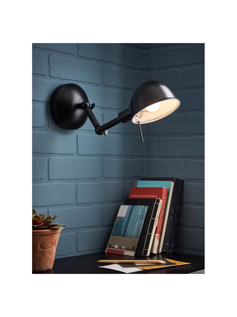 Veľká nastaviteľná retro nástenná lampa Vitali, Čierna, V 19 x H 40 cm