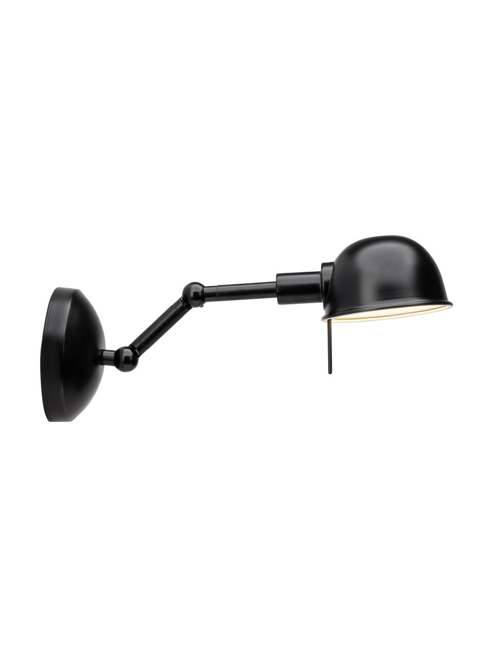 Grote verstelbare Retro wandlamp Vitali, Lampenkap: gecoat metaal, Frame: gecoat metaal, Zwart, H 19 x D 40 cm