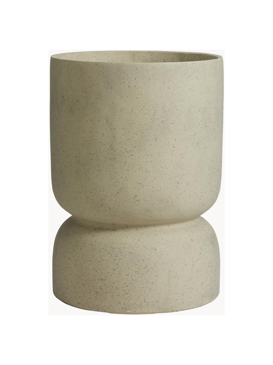 Macetero grande en forma orgánica Anjonu, Cemento, Beige, Ø 28 x Al 40 cm
