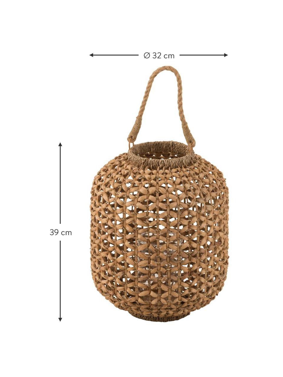 Laterne Lena aus Rattan, Rattan, Metall, Hellbraun, Ø 32 x H 39 cm