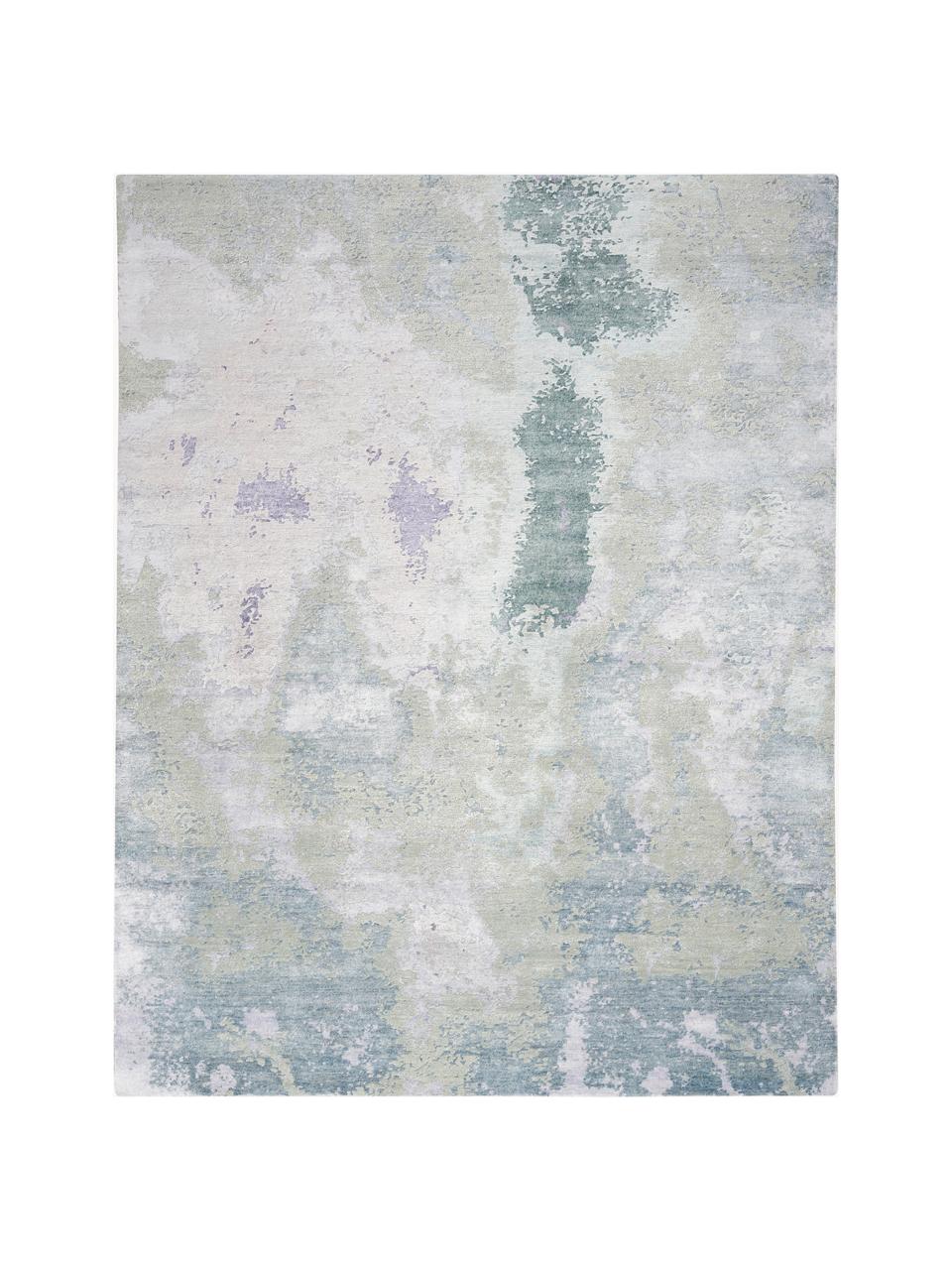 Ručne tkaný koberec z viskózy Silk Shadows, 75 % viskóza, 25 % novozélandská vlna, Odtiene modrej, sivej, Š 60 x D 90 cm (veľkosť XS)