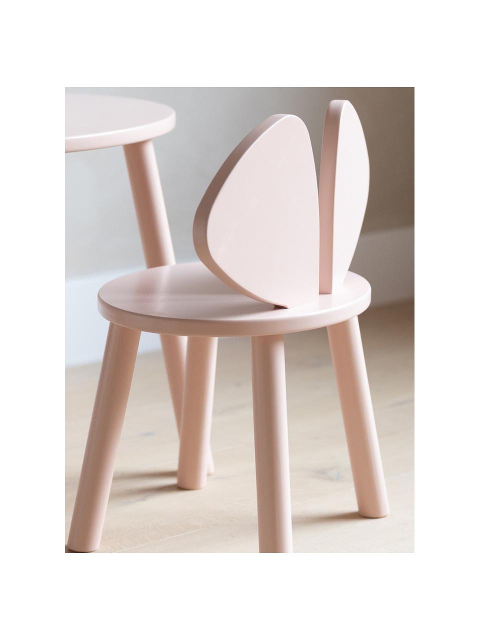 Silla infantil de madera Mouse, Chapa de madera de abedul pintada

Este producto está hecho de madera de origen sostenible y con certificación FSC®., Rosa claro, An 43 x F 28 cm